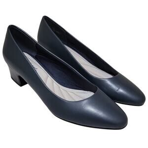 Easy Street Women Prim Block Heel Classic Pump Heels Size US 9M Navy Blue
